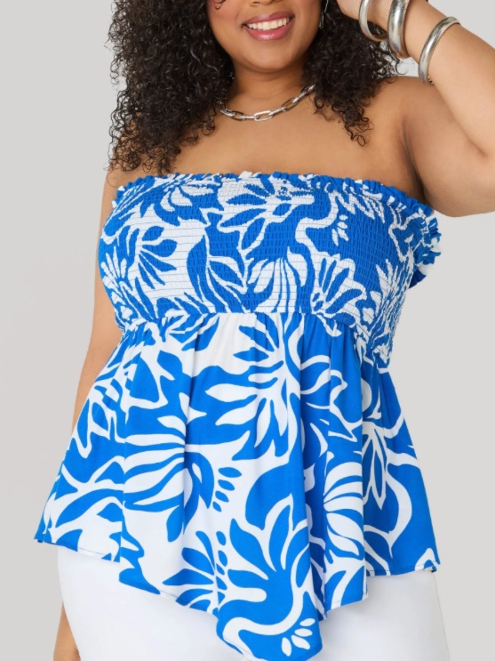 Strapless Smocked Handkerchief Top